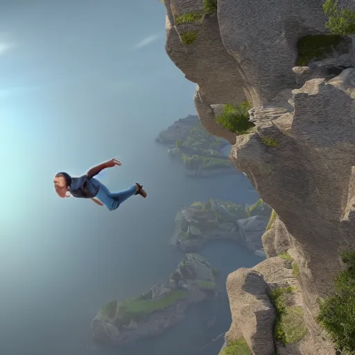 Prompt: a man falling from heaven, 8k, realistic, unreal engine 5