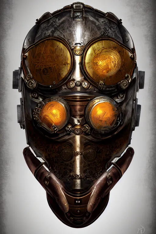 Image similar to steampunk helmet fantasy art mask robot ninja stylized digital illustration sharp focus, elegant intricate digital painting artstation concept art global illumination ray tracing advanced technology chaykin howard and campionpascale and cooke darwyn and davis jack