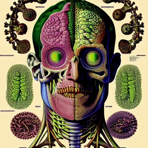 Prompt: mark zuckerberg anatomy by ernst haeckel, masterpiece, vivid, very detailed