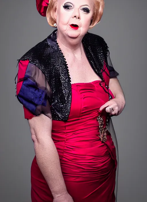 Image similar to studio portrait of lindsey graham in full drag dressed in drag dressed as a woman makeup, 8 k, studio lighting, key light, back light, sequents,