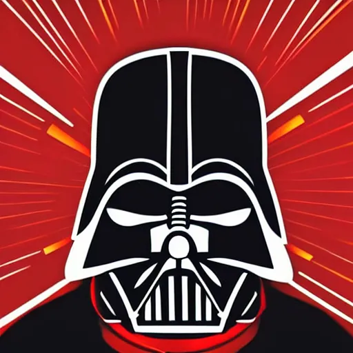 Image similar to svg sticker of a Pop-Wonder Darth-Vader at a rave, spinning records, giant headphones rocking out, wearing headphones, huge speakers, dancing, rave, DJ, spinning records, digital art, amazing composition, rule-of-thirds, award-winning, trending on artstation, featured on deviantart