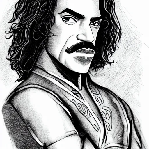 Image similar to precisely drawn illustration of inigo montoya drawn in the style of the dragon prince