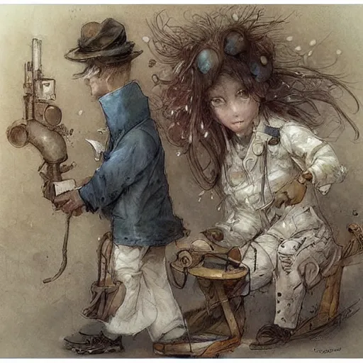 Prompt: ((cluttered inventors shop . muted colors.)) by Jean-Baptiste Monge !!!!!!!!!!!!!!!!!!!!!!!!!!!