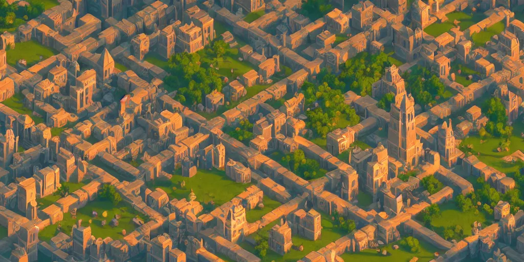 Prompt: rpg isometric top view of a lovely medieval fantasy city, game asset, cory loftis, james gilleard, atey ghailan, makoto shinkai, goro fujita, studio ghibli, rim light, exquisite lighting, clear focus, very coherent, plain background, soft painting