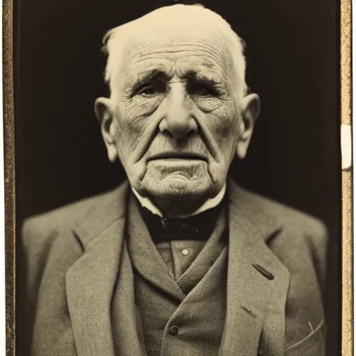 Image similar to facial portrait of a 9 2 year old gaywad, 1 9 1 9, ambrotype, award winning