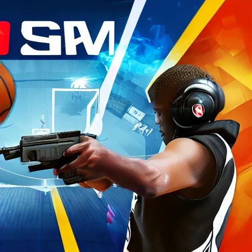 Prompt: first person shooter nba game