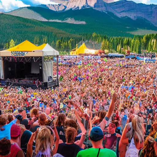 Prompt: a rock concert at a summer music festival in Colorado