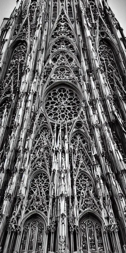 Prompt: distant aerial exterior photo of : an elaborate ornate gothic cathedral is extremely tall and rises high above the modern skyscrapers and above the clouds all the way to heaven in golden rays of sunlight. the cathedral has stained - glass windows, and has many gargoyles, carvings, and statues. professional architectural photography with many small details ; heavenly, majestic ; glorious ; beautiful.