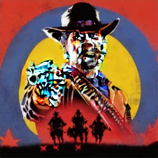 Prompt: Soldier Boy in the style of the Red Dead Redemption 2 cover art