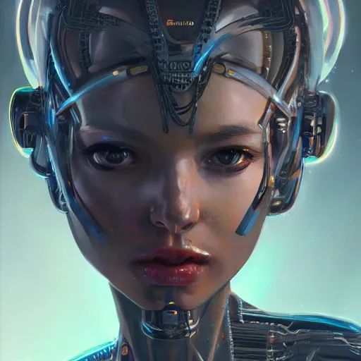 Image similar to alien cybernetic princess, detailed portrait, intricate complexity, by greg rutkowski, artgerm, ross tran, conrad roset, takato yomamoto, ilya kuvshinov. 4 k, beautiful, cinematic dramatic atmosphere