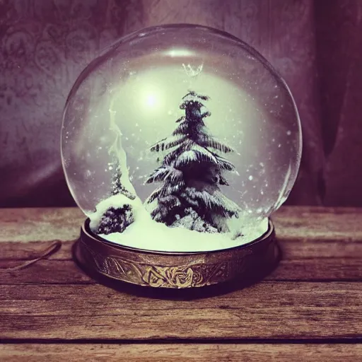 Image similar to Snow globe, candles, Gustav Klutsis, Fallout, Pietro Fragiacomo, Legend of Zelda, mist, snow, pine tree, Aloe vera, swamp, dollar bill, shed, album art,