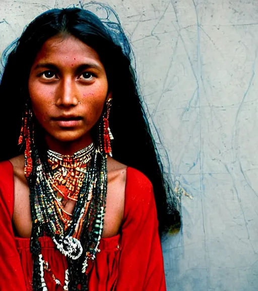 Prompt: portrait_photo_of_a_stunningly beautiful_nepalese_maiden with amazing shiny eyes, 19th century, hyper detailed by Annie Leibovitz and Steve McCurry, David Lazar, Jimmy Nelsson, professional photography