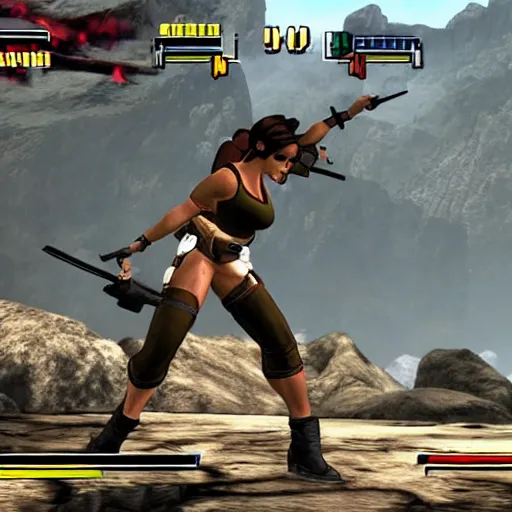 Prompt: lara croft as street fighter iv character, gameplay screenshot