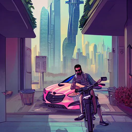 Prompt: gta : dubai, by loish