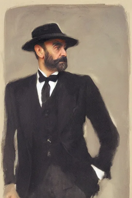 Prompt: “portrait of a young Sean Connery, impeccably dressed, by John singer Sargent”