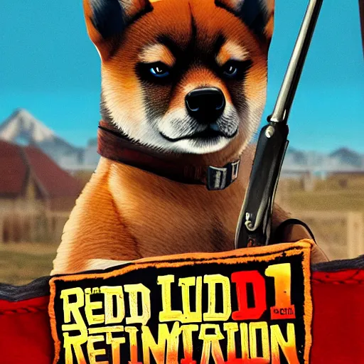 Image similar to shiba inu dog in the cover for red dead redemption 2