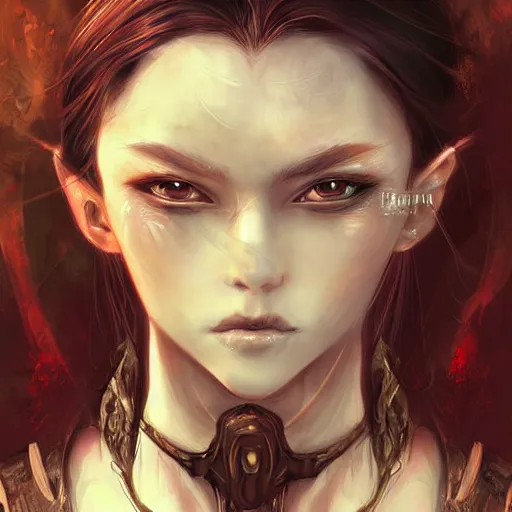 Image similar to portrait of a woman warrior, digital art, character art, by yoshitaka amano