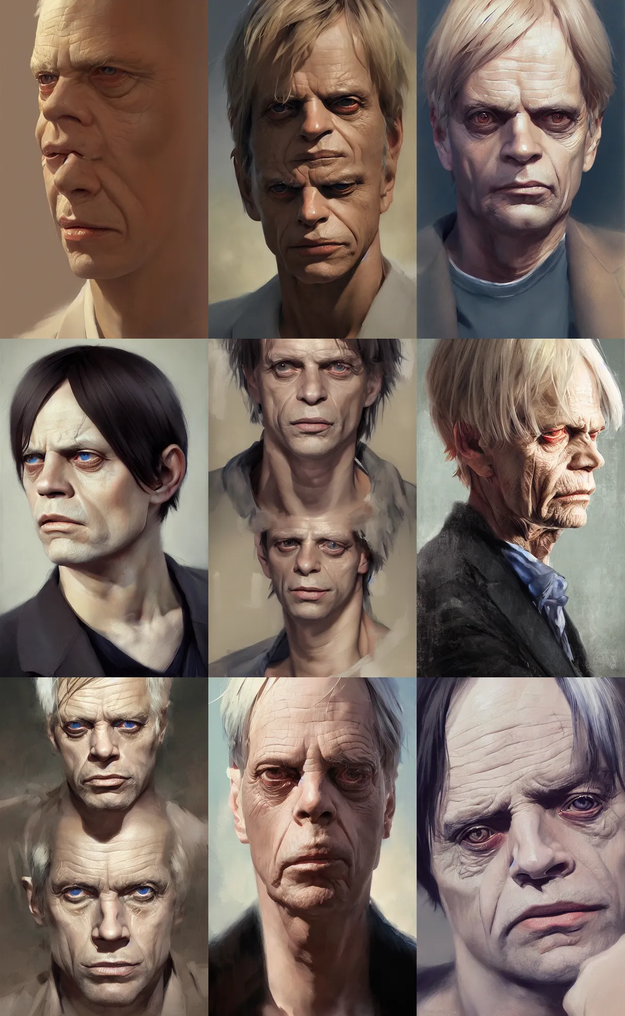 Prompt: of an ultra detailed beautiful portrait painting of klaus kinski, front view, oil painting, by ilya kuvshinov, greg rutkowski and makoto shinkai