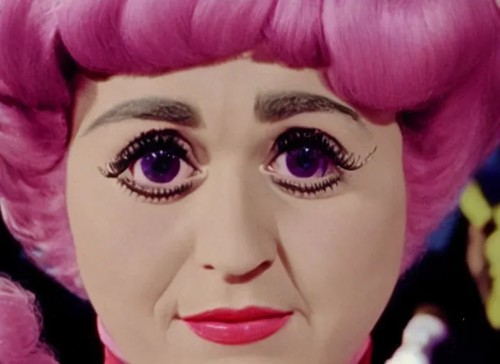 Prompt: a film still closeup of candy katy perry in willy wonka and the chocolate factory ( 1 9 7 3 )