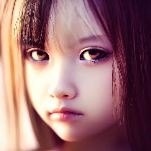 Image similar to headshot portrait of young demon girl by WLOP, bokeh, fine details