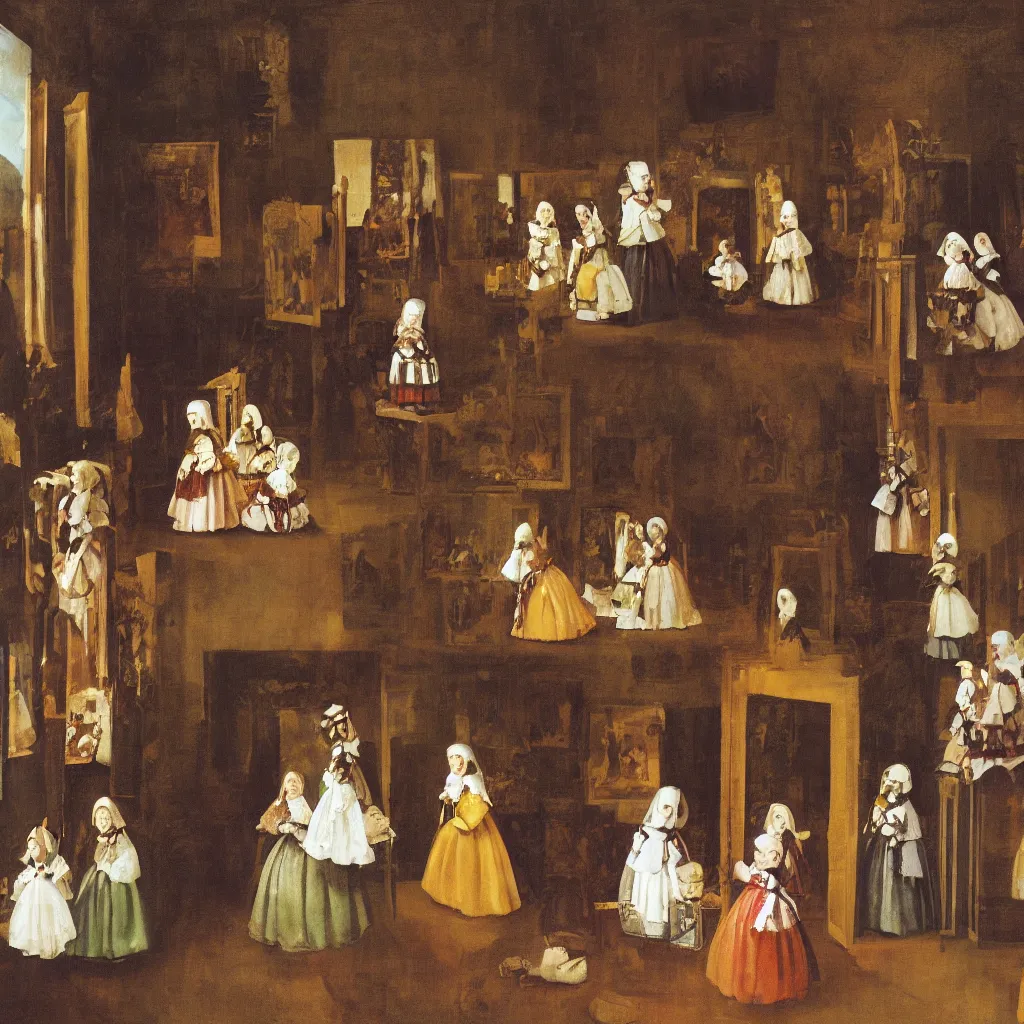 Image similar to las meninas made entirely of jelly candy