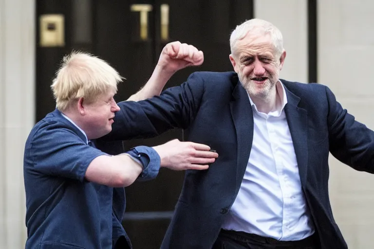 Image similar to jeremy corbyn punches boris johnson