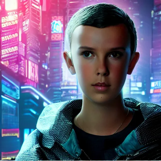 Image similar to Cyberpunk Millie Bobby Brown