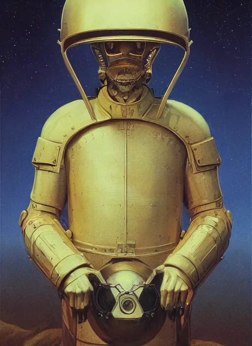 Image similar to beautiful extreme closeup portrait photo in style of frontiers in Helmets of Emperor Charles V the Wise science fashion magazine September retrofuturism edition, highly detailed, soft lighting, elegant , 35mm , Edward Hopper and James Gilleard, Zdzislaw Beksinski, Steven Outram, highly detailed