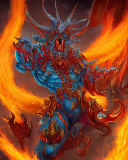 Image similar to flamer of tzeentch, trending on artstation