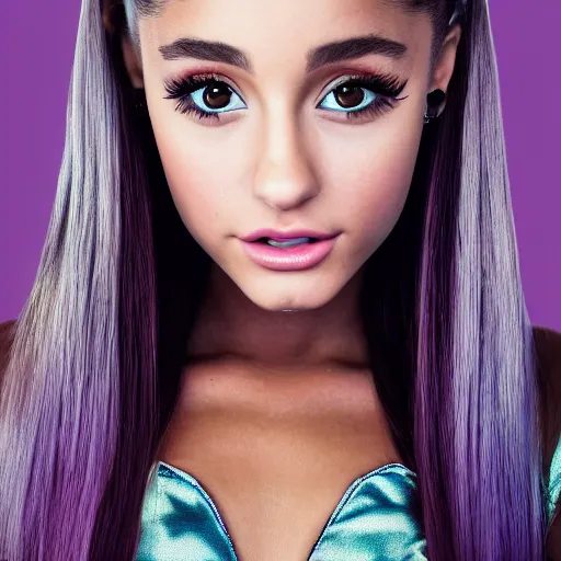 Image similar to Portrait of Ariana Grande with enormous Anime eyes, vogue, perfect face, intricate, Sony a7R IV, symmetric balance, polarizing filter, Photolab, Lightroom, 4K, Dolby Vision, Photography Award
