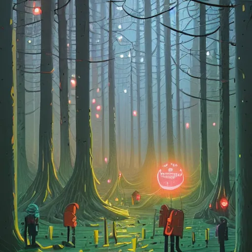 Image similar to A magical forest by Simon Stålenhag and Dan Mumford