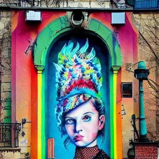 Image similar to beatiful street art in hohloma style, russian hohloma, nice photo