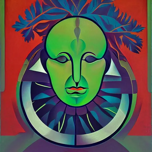 Image similar to the green man, futurism