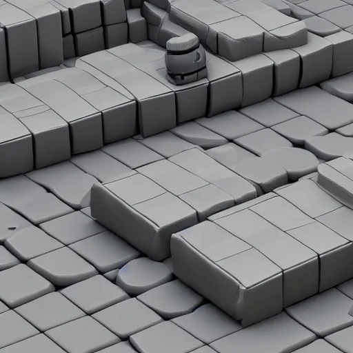 Image similar to futuristic obstacle course with barriers and pads, render, ambient occlusion, highly detailed