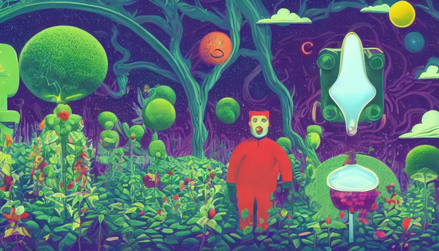 Image similar to the garden at the end of the universe, trippy, mind - bending, tom whalen, mark ryden, chip zdarsky, art station