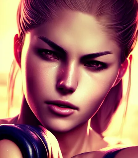 Image similar to beautiful portrait of a gorgeous personal trainer who looks like Sonya Blade , character design by charlie bowater, ross tran, artgerm, and makoto shinkai, detailed, soft lighting, rendered in octane