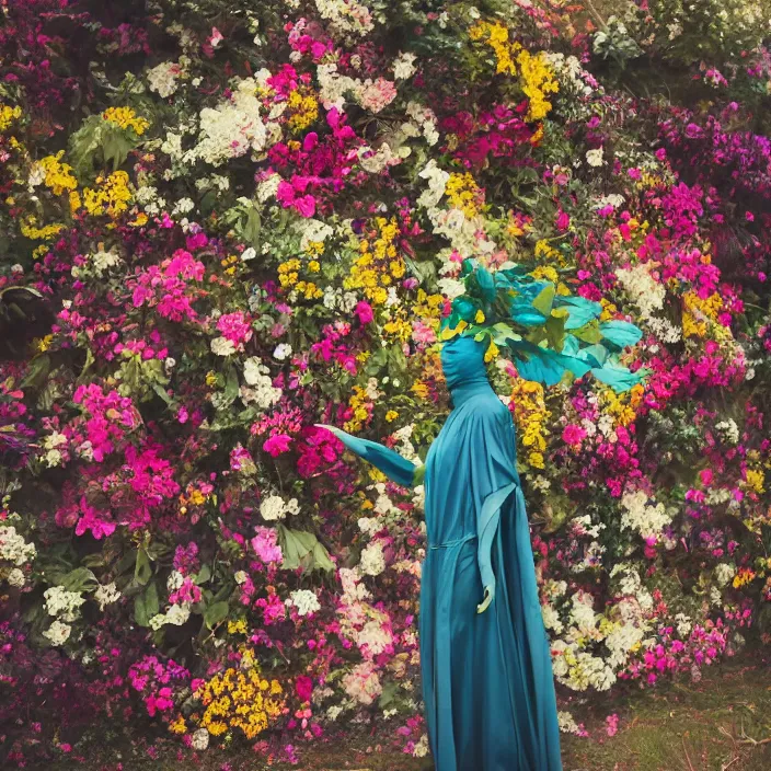 Image similar to a beauty alien wearing a cloak made of flowers, by Omar Z. Robles, CANON Eos C300, ƒ1.8, 35mm, 8K, medium-format print