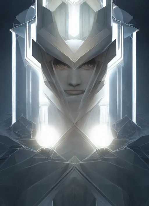 Image similar to symmetry!! solid cube of light, hard edges, product render retro - futuristic poster scifi, ancient kings in white robes, intricate, elegant, highly detailed, digital painting, artstation, concept art, smooth, sharp focus, illustration, dreamlike, art by artgerm