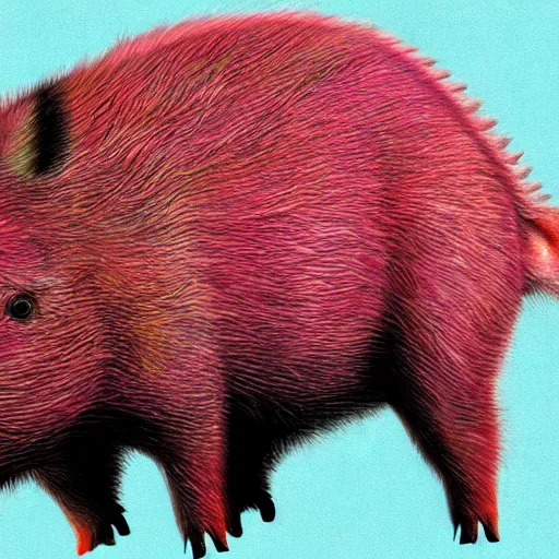 Image similar to Photorealistic boar that's textured and colored like a watermelon, Hyperdetailed, 108 megapixels, artstation concept art