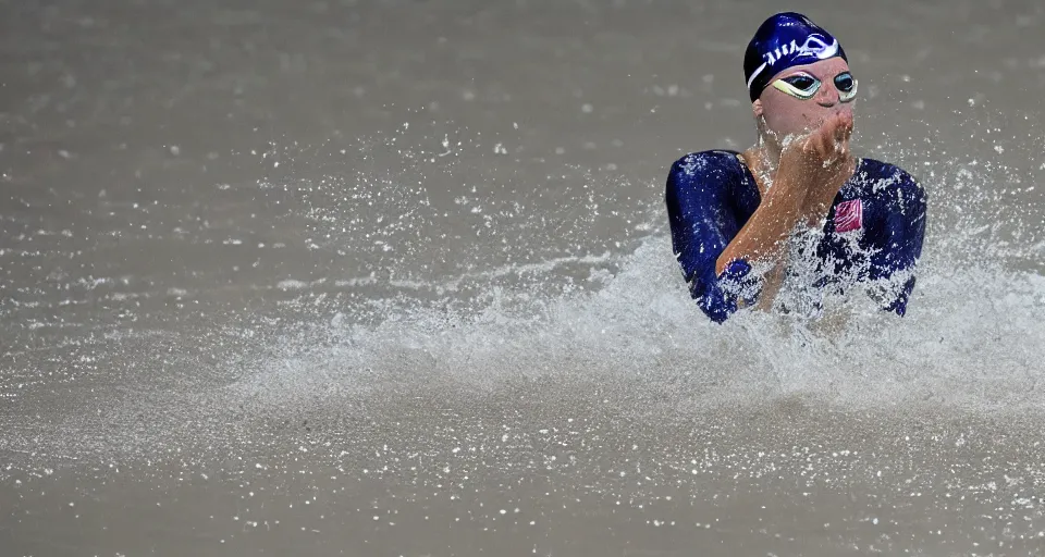 Image similar to olympic swimming in sand instead of water, extremely coherent, motion blur