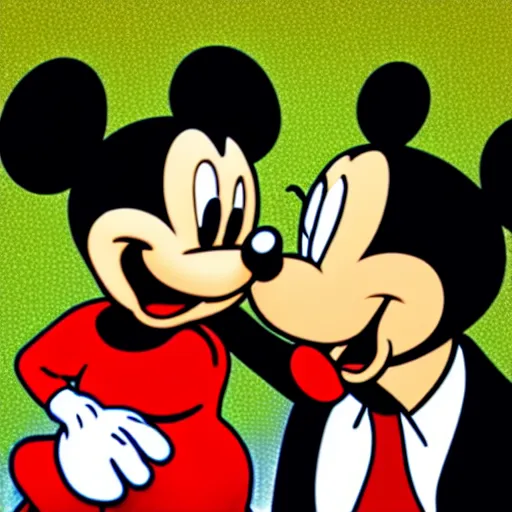 Image similar to Saul Goodman kissing Mickey Mouse