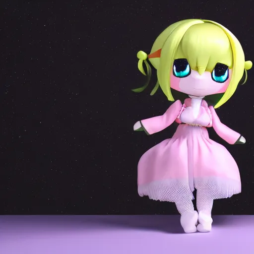 Image similar to cute fumo plush of an idol girl, popstar, lens flare, vray