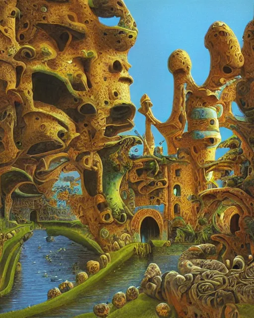 Prompt: conversano, apulia by roger dean, biomechanical, 4 k, hyper detailed