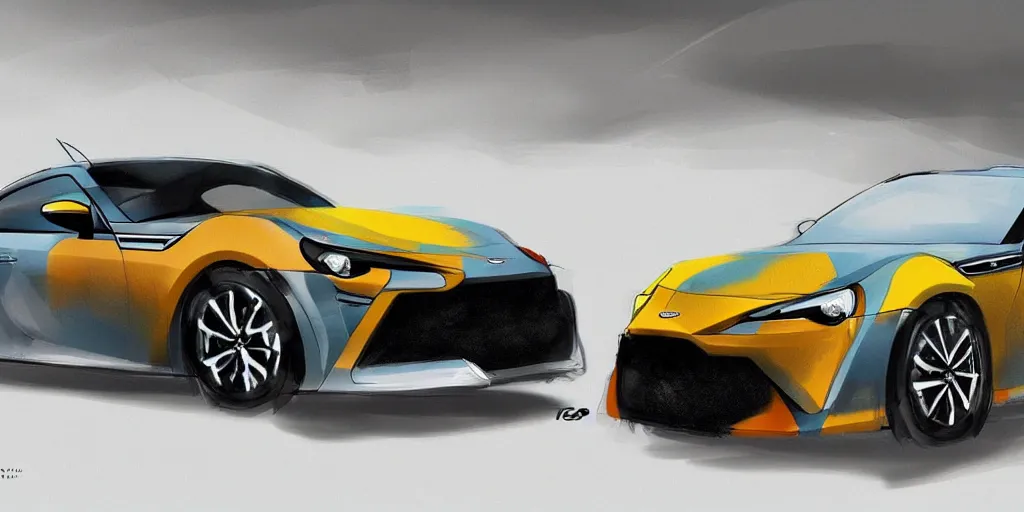 Image similar to hybrid design of Toyota gt86 2015 and Aston Martin 2022. No background, concept art style.