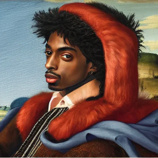 Image similar to Renaissance portrait of Playboi Carti, detailed, realistic
