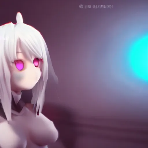 Prompt: a cute white-haired catgirl with glowing eyes 4k cinematic