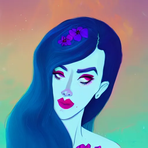 Image similar to real life persephone from lore olympus, digital art