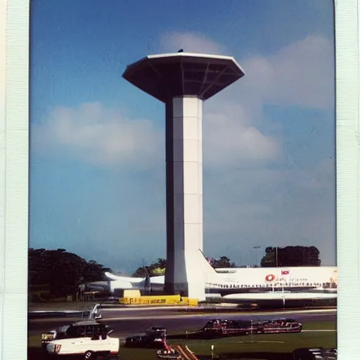 Image similar to polaroid photo of changi airport control tower