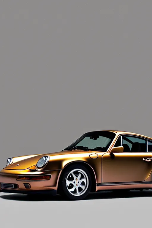 Image similar to Photo of a copper yellow Porsche 911 Carrera 3.2, daylight, dramatic lighting, award winning, highly detailed, fine art photography