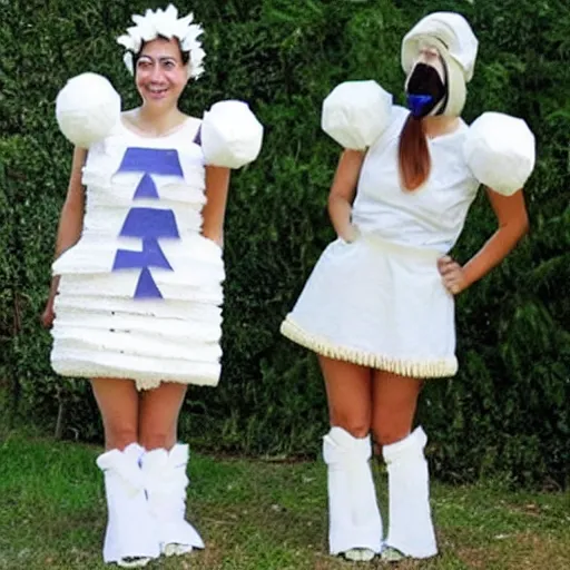 Image similar to creative costume made with toilet paper